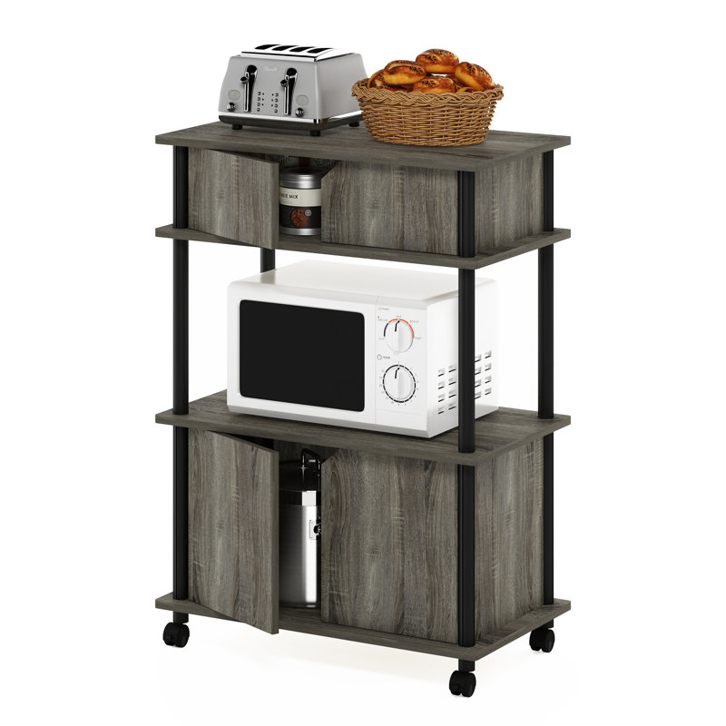 Romia Wood Kitchen Cart, French Oak/Black