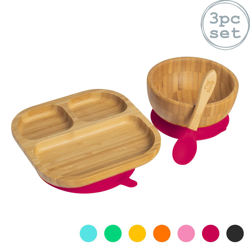 Tiny Dining - Children's Bamboo Suction Dinner, Red