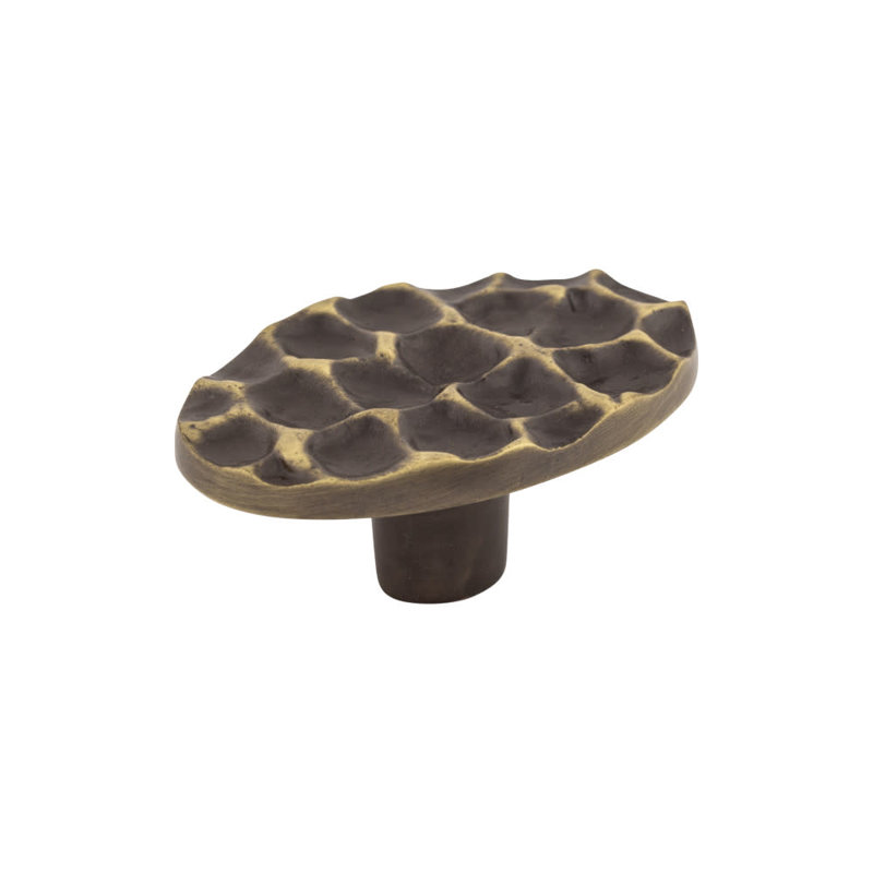 Cobblestone 2" Length Oval Knob, Brass Antique, 2 5/8" Length