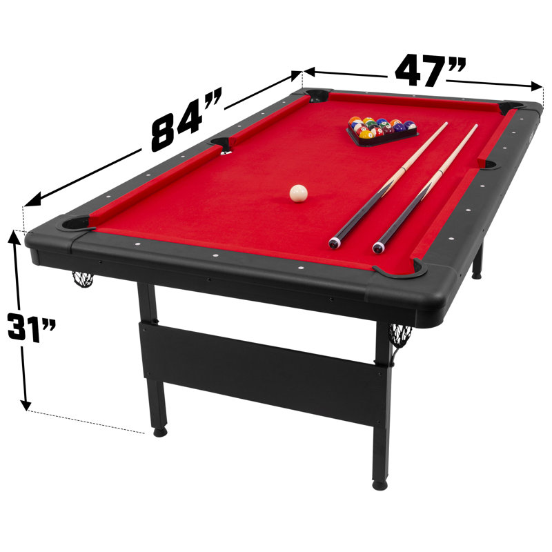 Table de billard GoSports de taille moyenne - Choisissez entre 1,83 m et 2,13 m - Modèle pliable, 7 pieds, Rouge