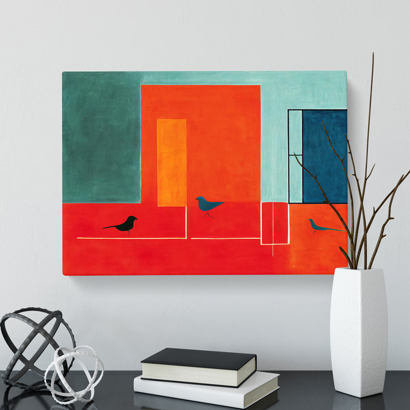 Showstopping Abstract Birds - Wrapped Canvas, 40cm H x 60cm W x 3cm D