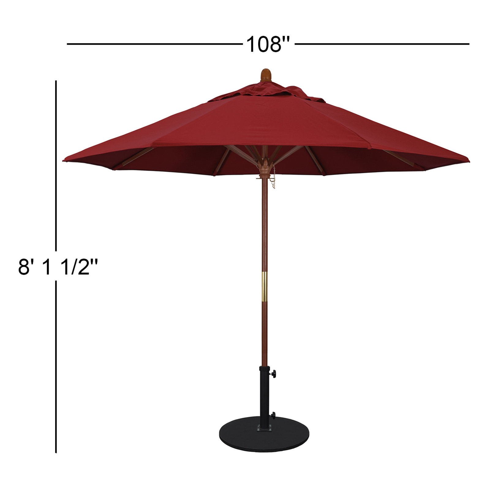 Manford 108'' Outdoor Umbrella, Red - Pacifica