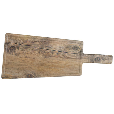 SB-1375-COW – 13.5" X 7.75" Faux Oak Wood Display W/ Foot & Ridge, 18.25" W/ Handle, 0.75" Tall