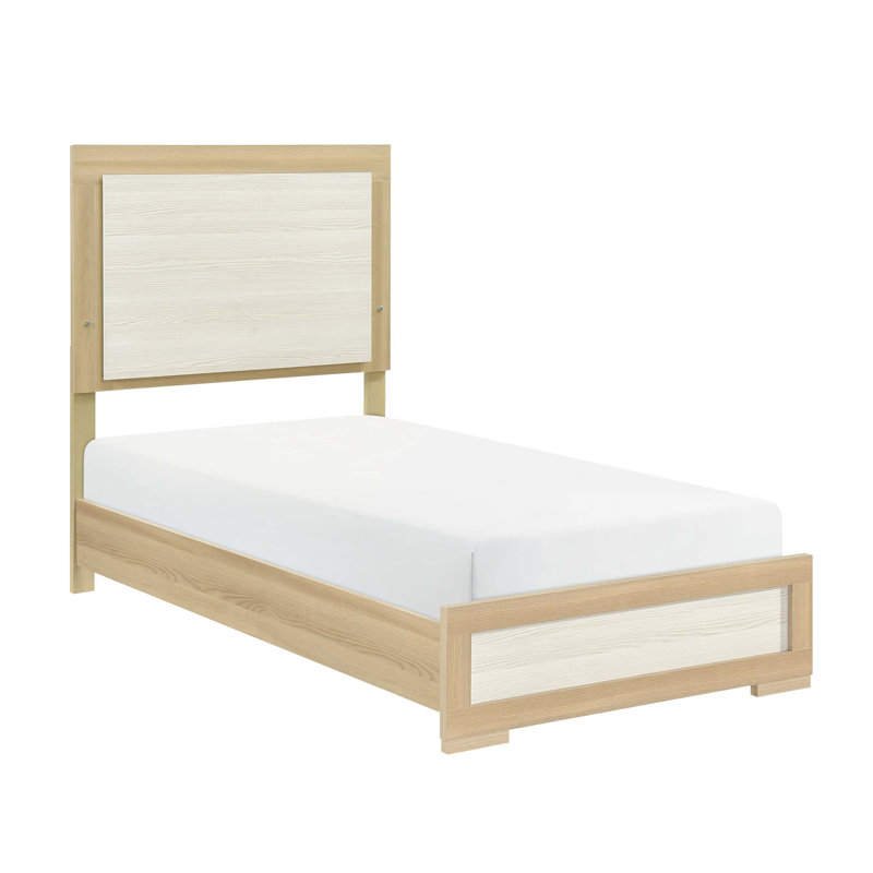 Lit simple en bois avec tête de lit à panneau DEL intégrée, Lit simple