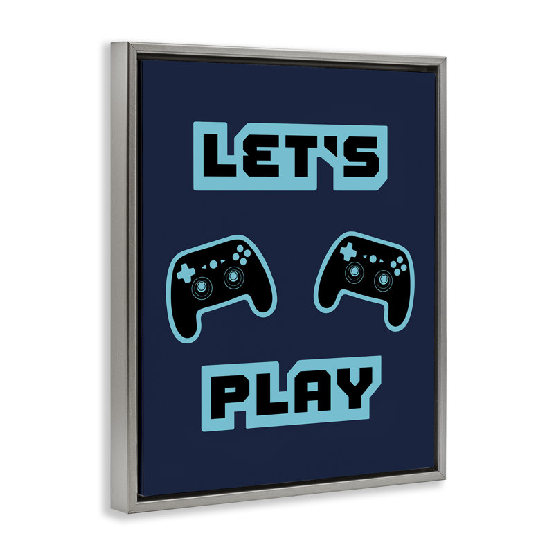 Cadre flottant pour jeu vidéo Let's Play Blue Retro, design par Marcus Prime, H 21 po x l 17 po, Cadre flottant gris lustré