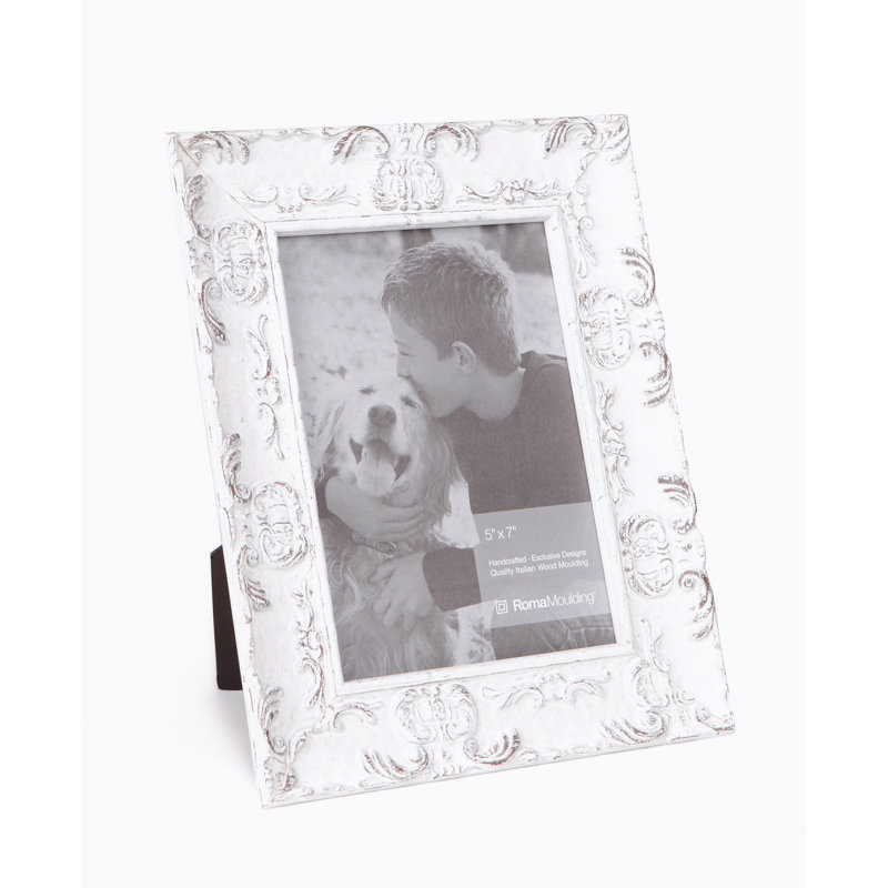 Cadre photo simple Angelicque, 5 po x 5 po, Blanc rustique
