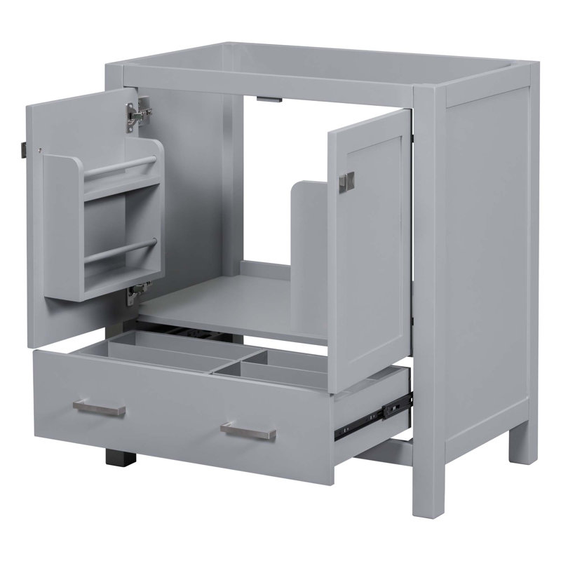 (Cabinet seulement) Base de meuble-lavabo avec 2 portes et 1 tiroir, Gris