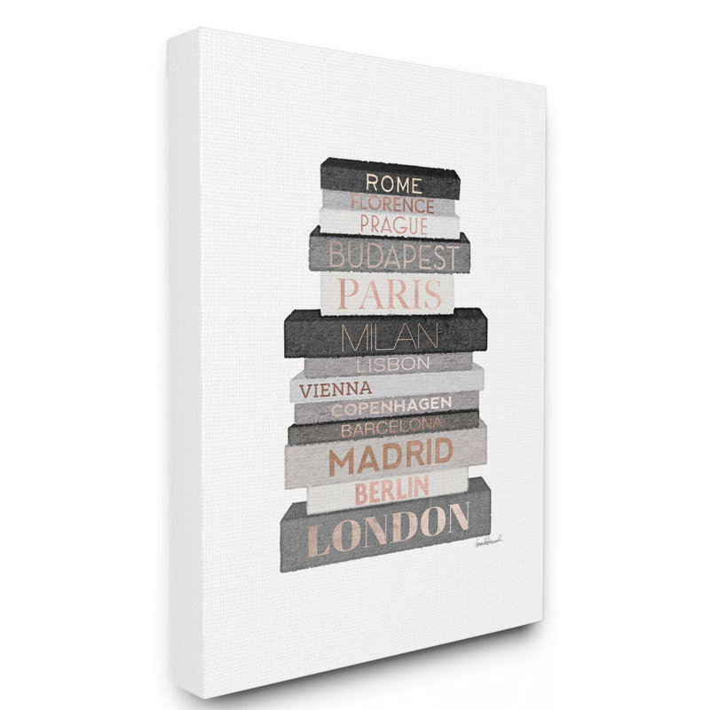 « mode motif gris noir bookstack », impression, Toile tendue, H 20 po x l 16 po