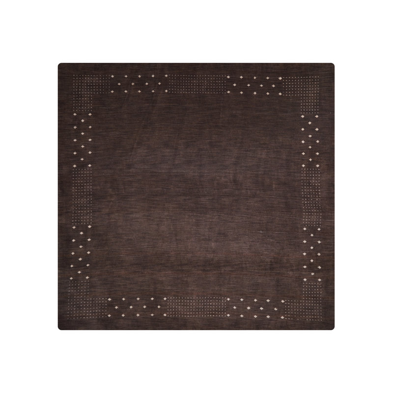 Anley Hand Knotted Loom Wool Eco-Friendly Area Rugs - Square, Brown Color, Contemporary Modern Design, High Pile Thick Handmade Anti Skid Area Rugs for Living Room, Bed Room
