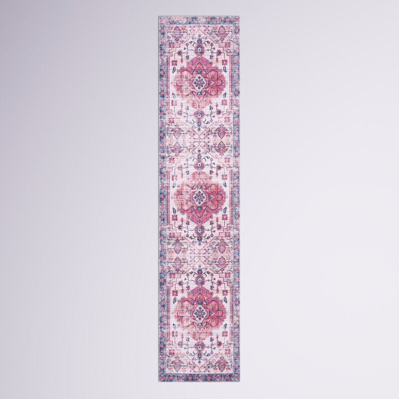 Tapis ivoire / bleu clair Aminah, Tapis de couloir 2 pi x 9 pi