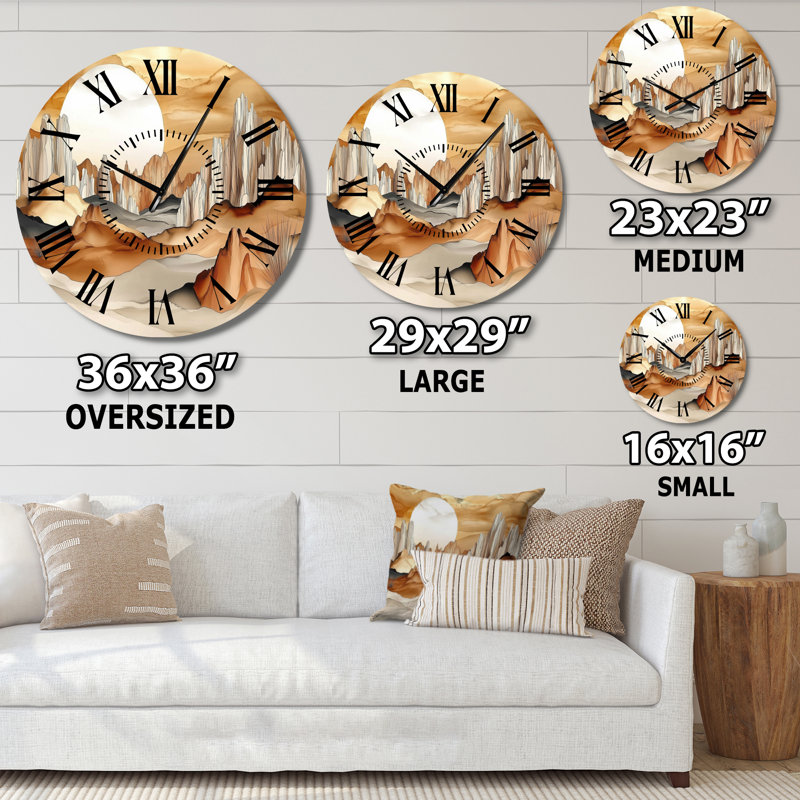 Horloge murale en métal de style sud-ouest américain « Désert au crépuscule », Grand