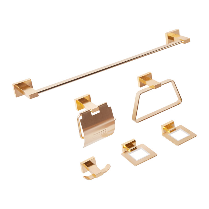 6-Piece Bathroom Hardware Set RIOHACHA with Towel Bars and Hooks, Gold