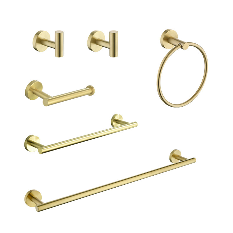 Ensemble de porte-serviettes de salle de bain en acier inoxydable 6 pièces, Nickel brossé