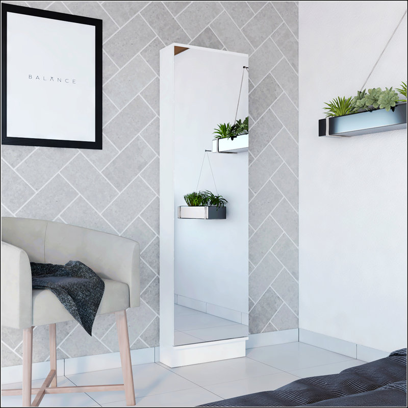 Rectangle Tall Shoe Cabinet, White