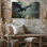 «Lotus Mist Dragon Canvasserene Black Dragon Over Water Lily Pond», art mural