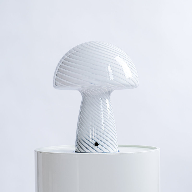 Glass Mushroom Table Lamp, Large Close Top, Butter, White
