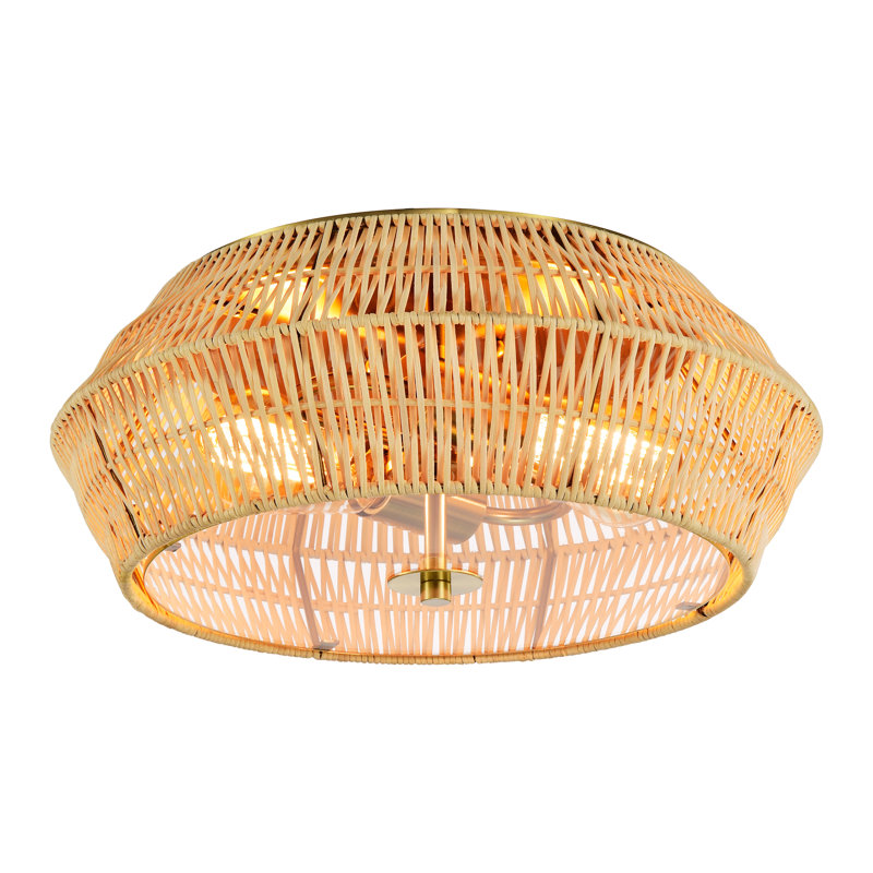 Plafonnier encastré en rotin naturel 2 lumières Robert