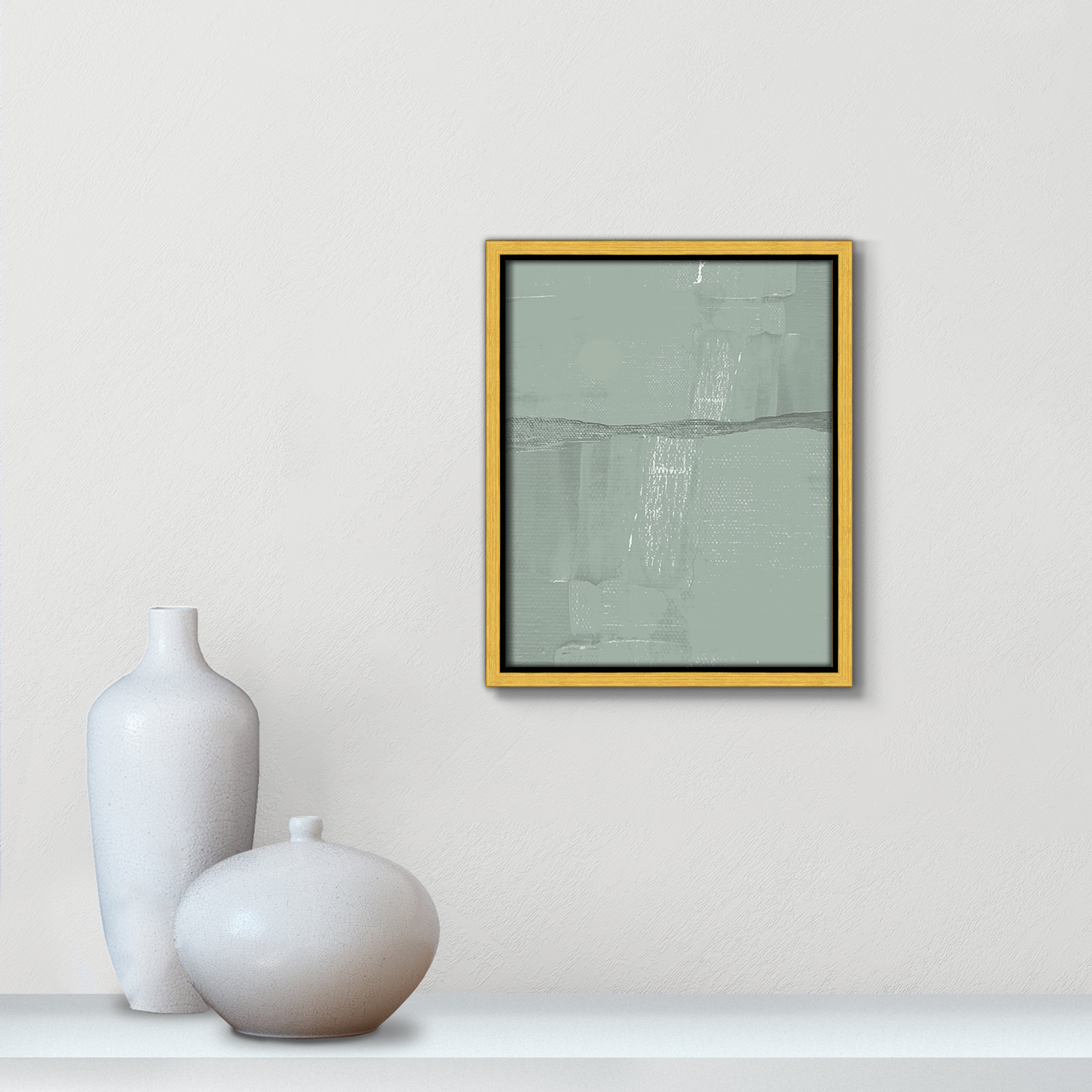 Attica "Sage Abstract" Print, 11.5" H x 9.5" W x 2" D, Gold 