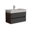 36" Grace Walnut Bathroom Buffet - Wall Mounted With Glossy White Sink And Soft Black Drawer Buffets Vanity Unit Basin Bottom Drawers