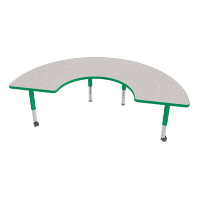 Adjustable Height Half-Moon Preschool Classroom Activity Table with Casters