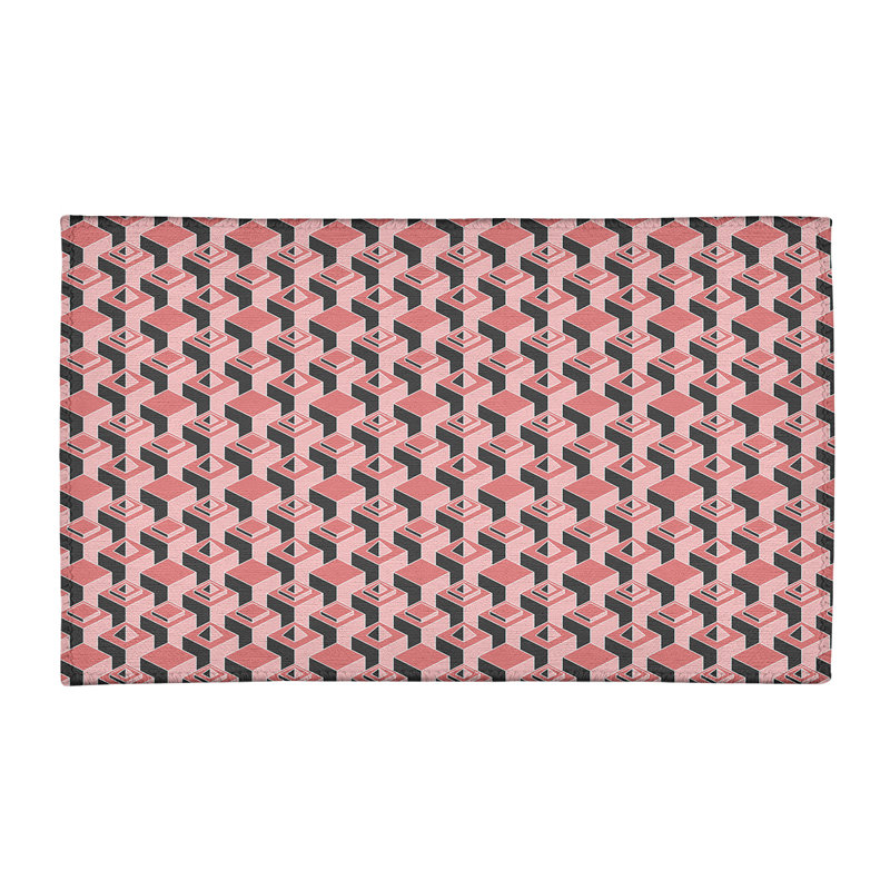 Tapis rose/noir skyscrapers, Rectangle 5 pi x 7 pi
