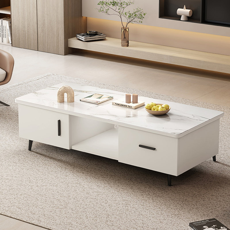 Table à thé crème de qualité supérieure, White, 17.72" H x 55.12" L x 27.56" W