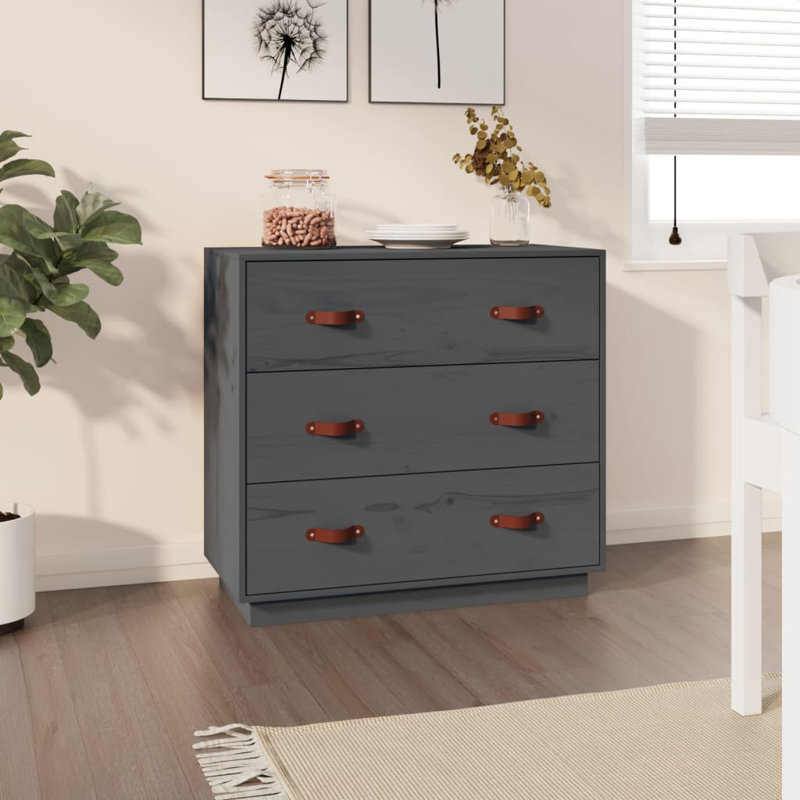 Coleharbor Solid Wood 80cm W 3 - Drawer Chest of Drawers, Grey