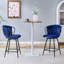 Ensemble de 2 tabourets de bar en velours tressé moderne avec structure en métal, tabouret de comptoir rembourré avec dossier en corde tissée pour îlot de cuisine, bar ou salle à manger - bleu