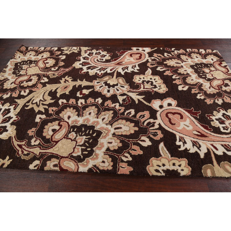 Tapis brun / beige en laine touffetée à la main Eshan