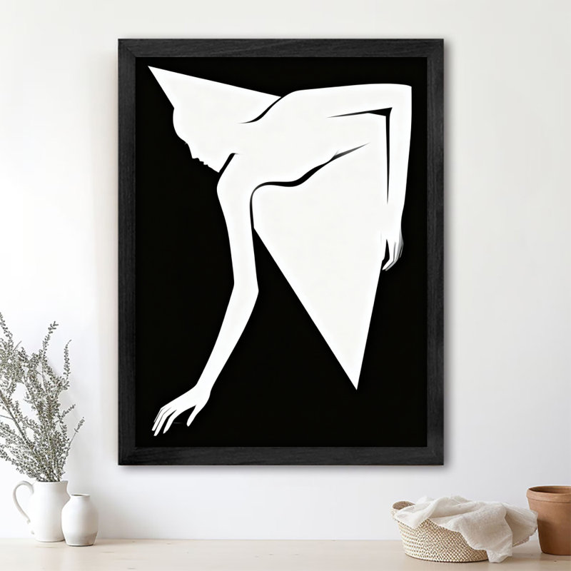 "Black" Vintage Elegant silhouette of a Lady, reproduction d'art encadrée de style rétro, H 11 po x l 9 po