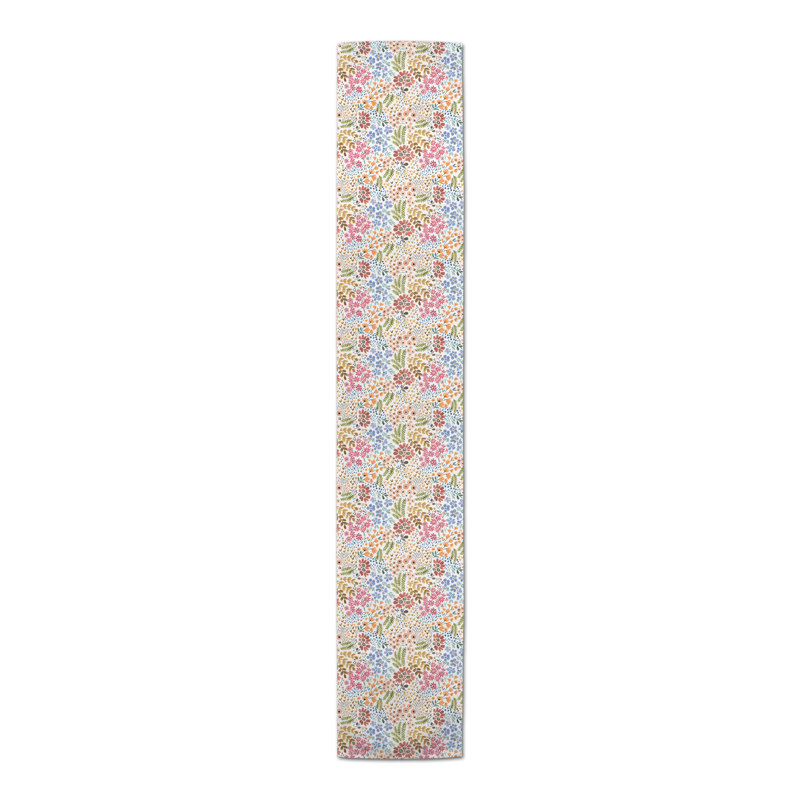 Floral Table Runner, 72" x 16", White