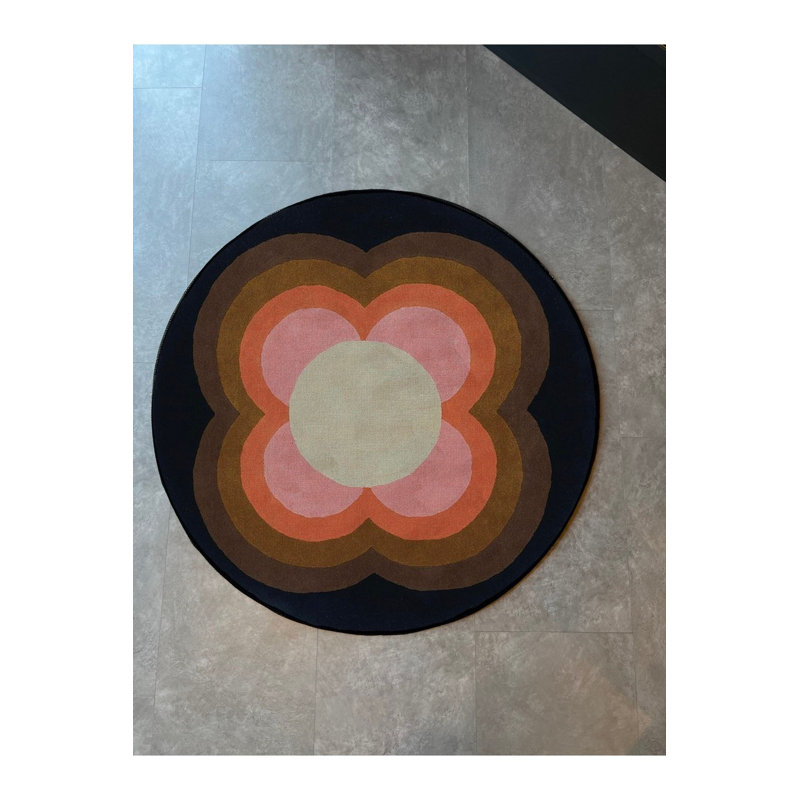 Tapis rond lavable multicolore à motif géométrique, Rond 3 pi 3 po