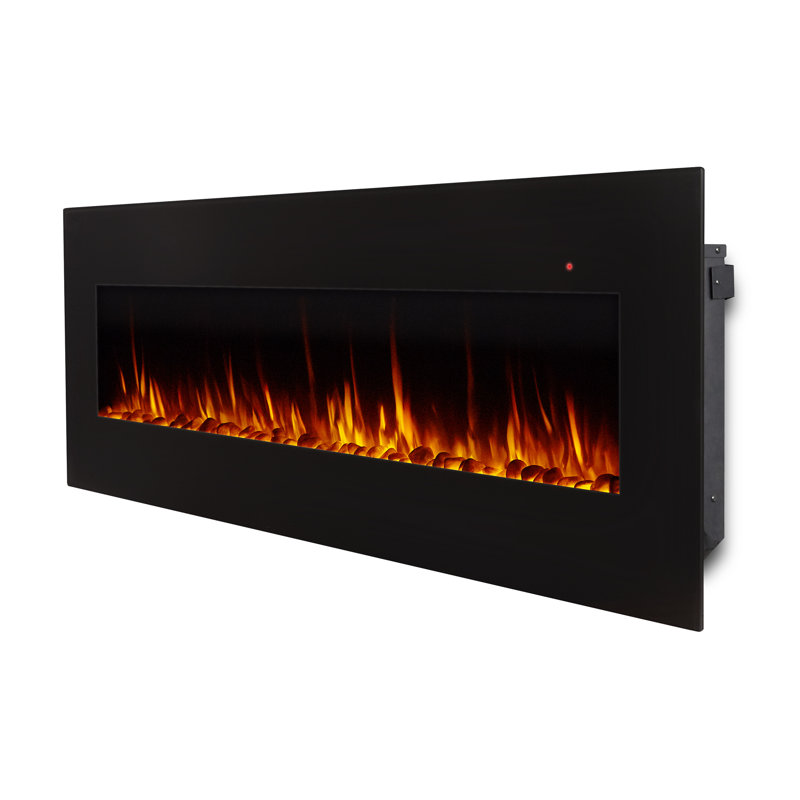 Corretto 72" Black Wall Mounted Electric Fireplace with Mantel