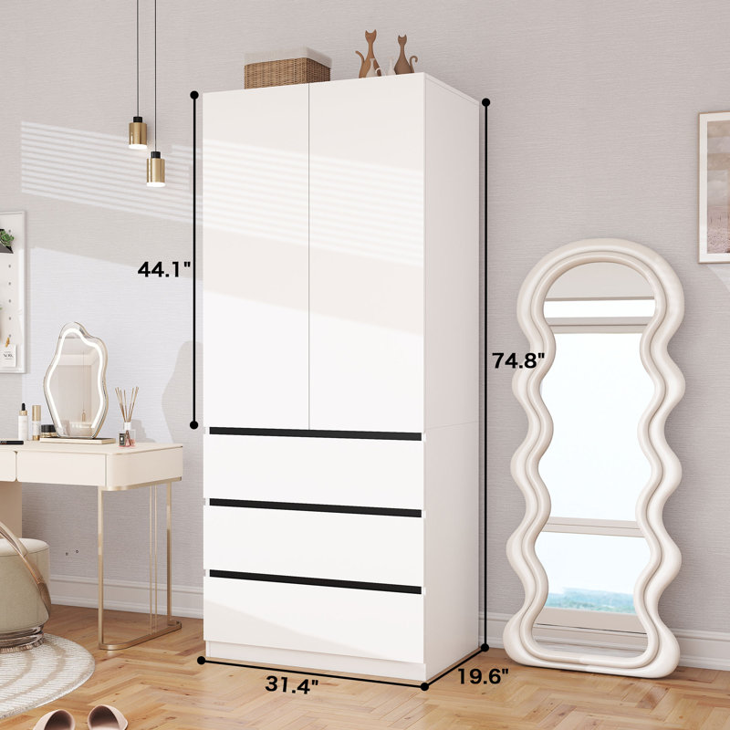 2-Doors Armoire Wardrobe Closet with Drawers