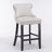 Velvet Wing-Back Bar Stools Set Of 2 With Button Tufted Decoration And Wooden Legs-40421875