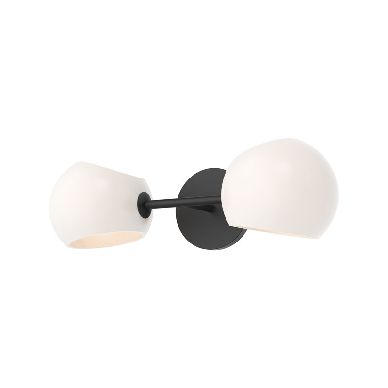 Willow Vanity Light, Matte Black, 2, Opal Matte Glass