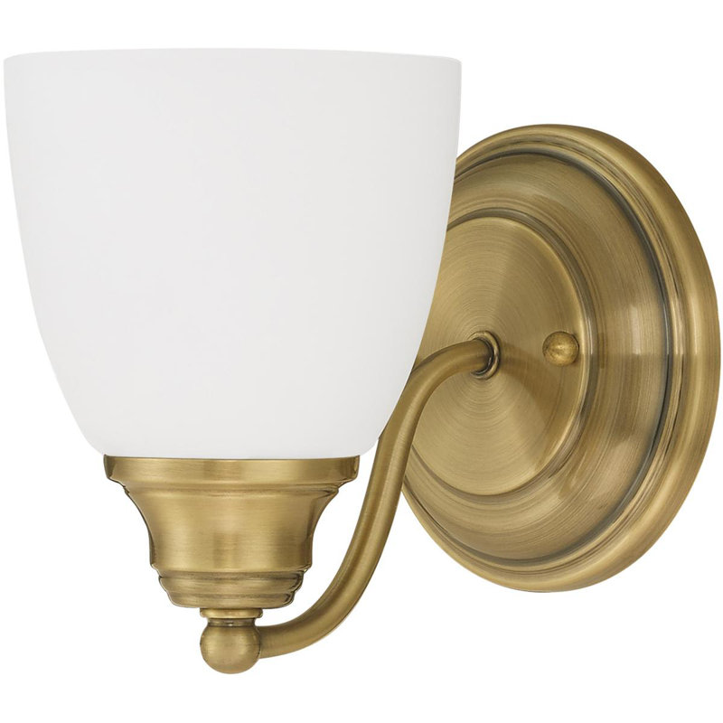 Applique murale 5,5 po avec verre blanc - Luminaire élégant, Laiton antique
