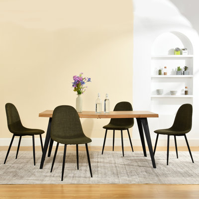 Creekmore Currin 5 Pieces Dining Table Set with Industrial Edge Design Dining Table and 4 Chairs Set for Kitchen Dining Room