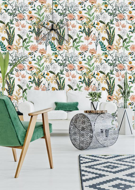 Rouleau de papier peint adhésif à motif floral l 8,33 pi x l 25 po Mapleview