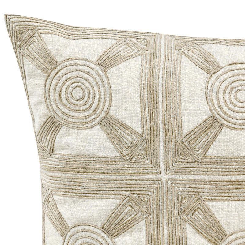 Coussin Baia, Beige; crème géométrique, Carré, H 20 po x l 20 po