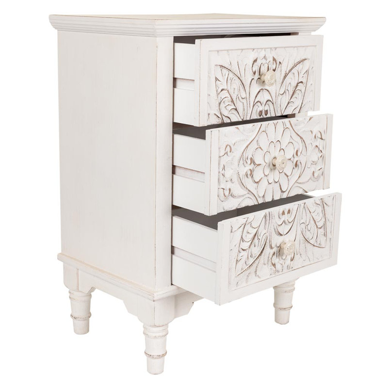 Alleta 46 cm W Bedside Table, Antique White