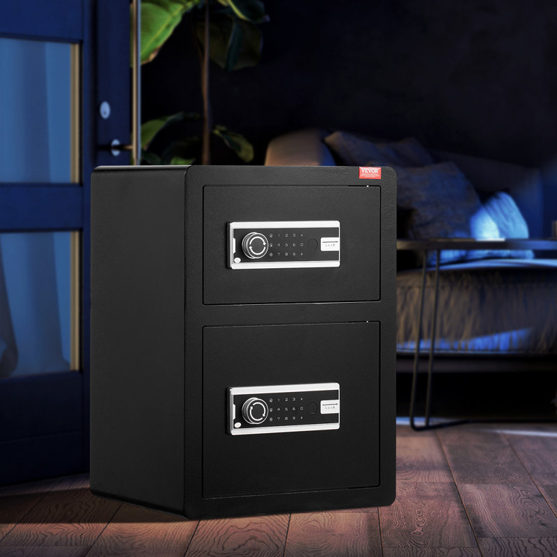 Black Alloy Steel Double Door Safe Box with Key Lock and Password