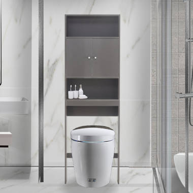 24.8 in. W x 77 in. H x 7.87 in. D Gray MDF Bathroom Over-the-Toilet Storage Cabinet with Doors and Shelves