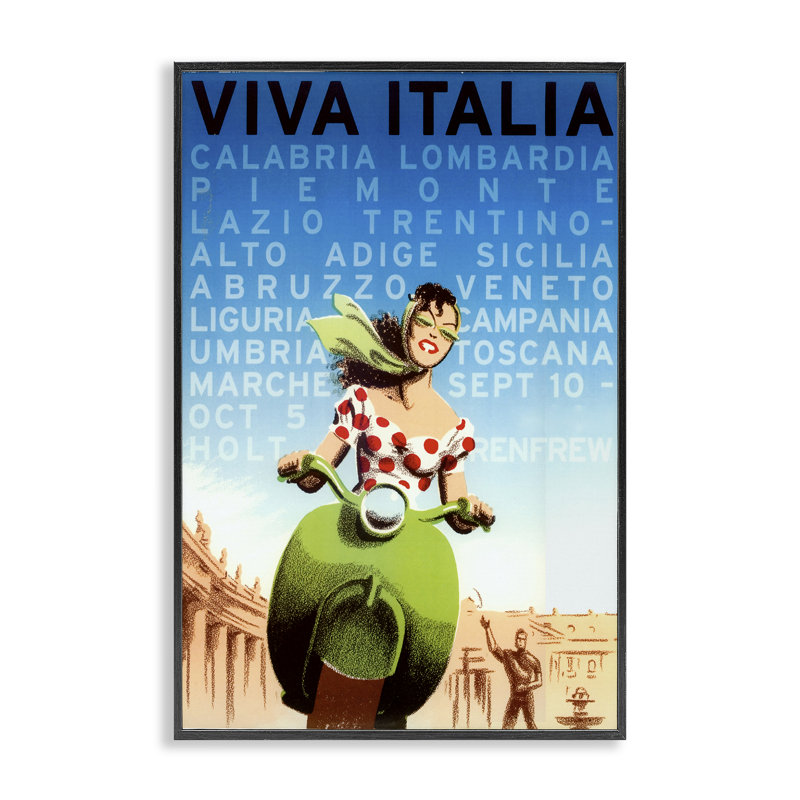 Publicité rétro sur toile Italie, giclée, design par Marcus Jules, H 30 po x l 20 po, Giclée encadrée noir minuit