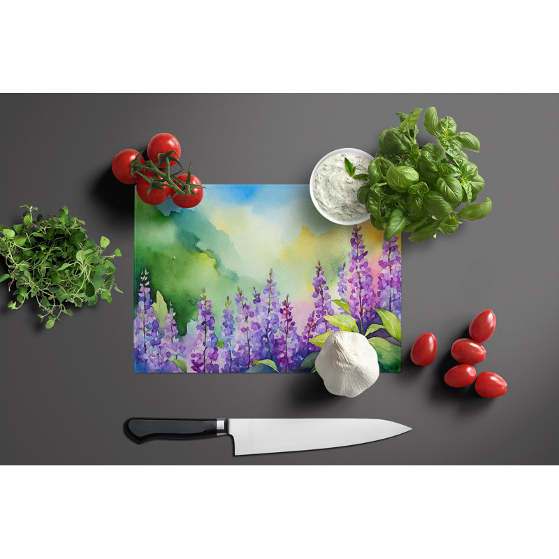 Grande planche à découper en verre aquarelle Idaho Syringa