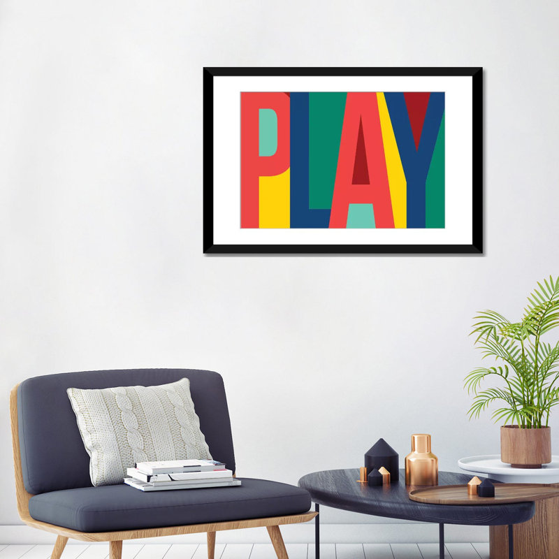 «Play», reproduction sur toile tendue, Impression encadrée avec passe-partout, H 16 po x l 24 po, Noir