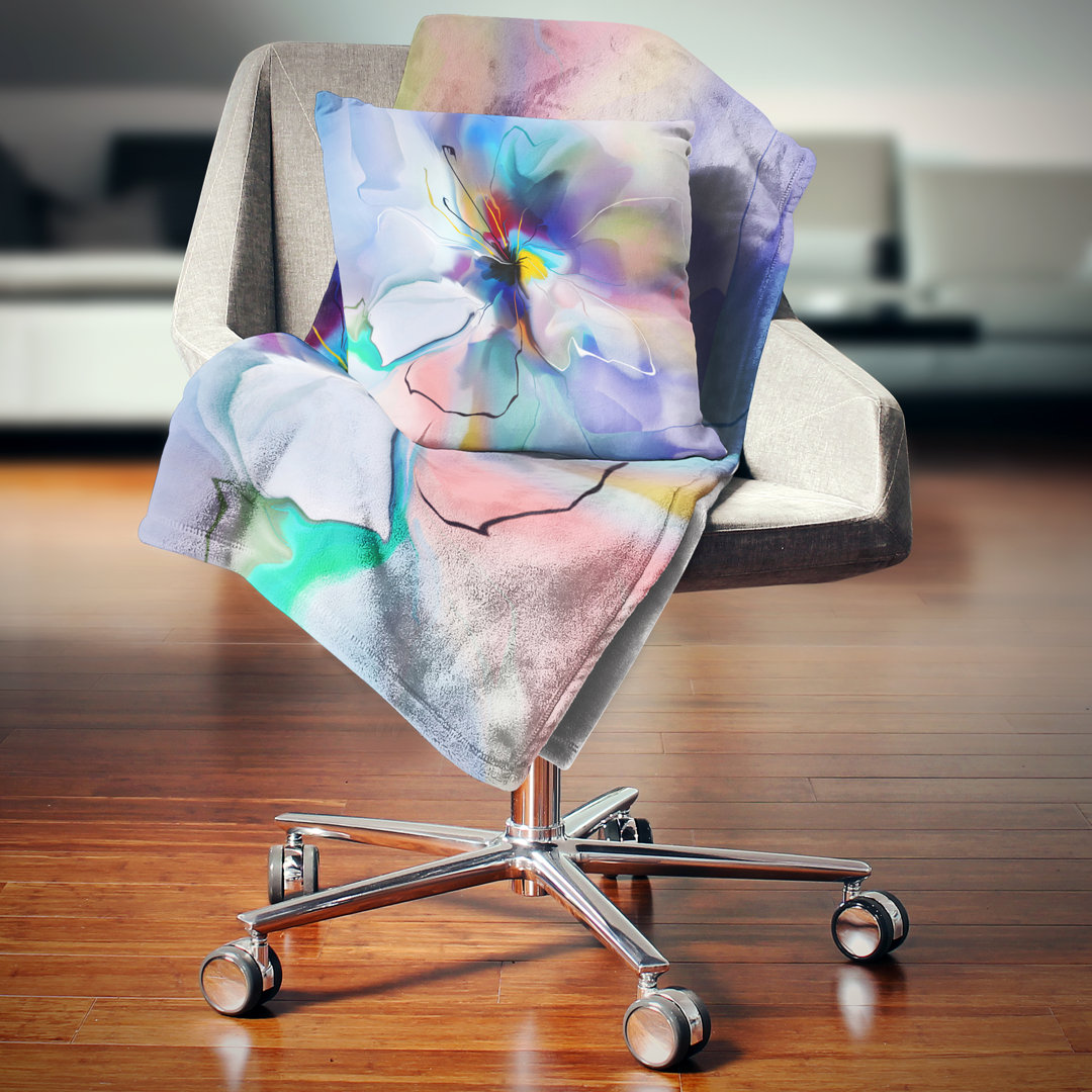 Creative Flower in Multiple Colors - Abstract Printed Throw Pillow Design Art 