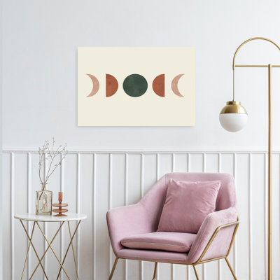 Earthy Moon Phases Abstract Geometric Minimalist Landscape Nature Wall Art Print 1 Piece Wrapped Canvas Wall Art