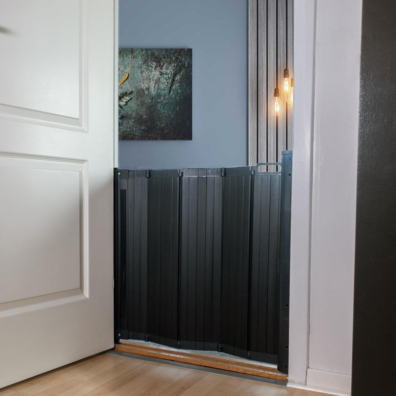 Automatic Folding Retractable Baby Gate, 55cm - 89cm, Black