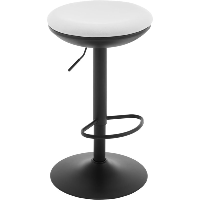 Parshall Swivel Upholstered Adjustable Height Bar Stool, White, 1